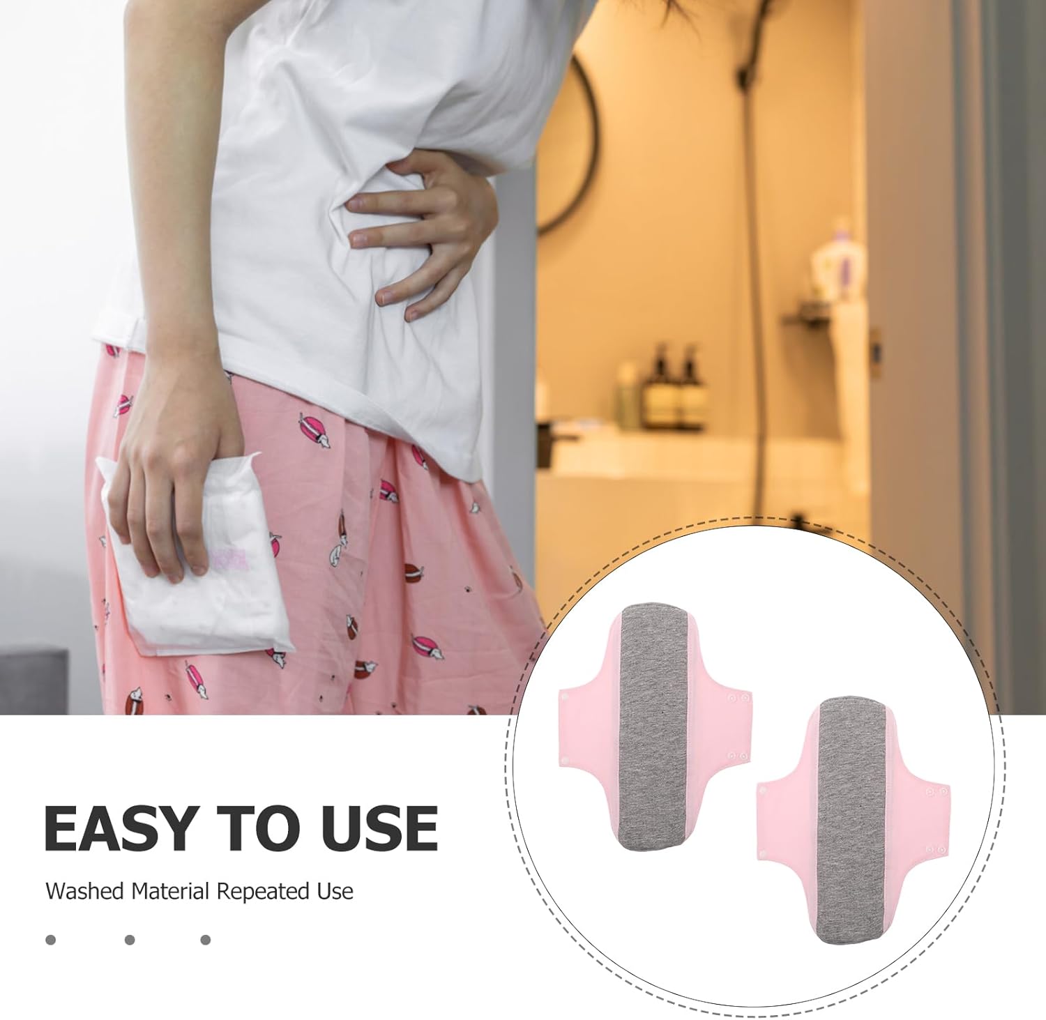 Compresas Postparto de Algodón Ultrafinas y Lavables para Incontinencia Femenina, Protección Invisible y Comodidad para Noches de Flujo Intenso, Paquete de 2 Unidades - Image 3