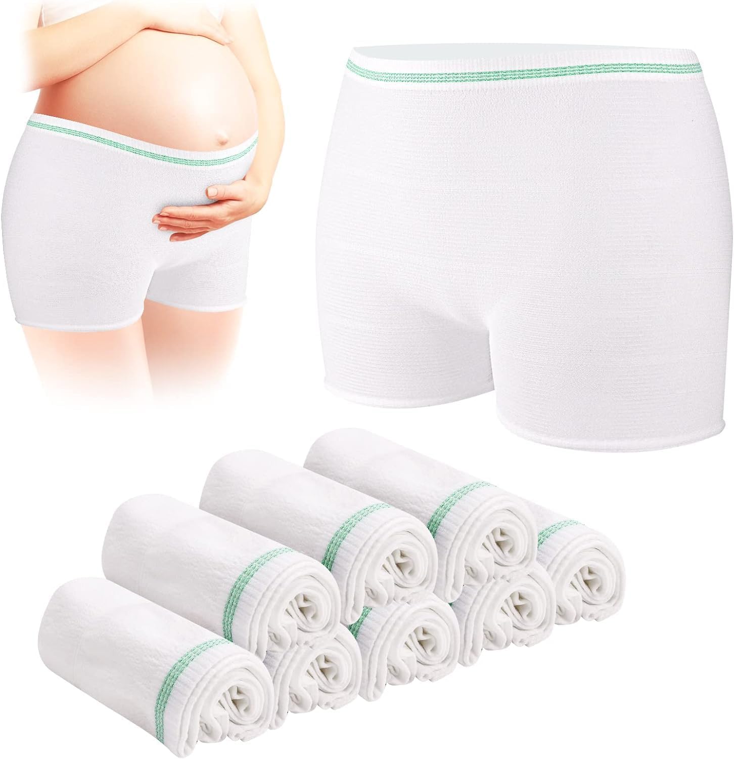Carer Pack of 8 Disposable Panties for Postpartum Seamless and No Pressure on the Abdomen, High Elasticity and Comfortable, Ideal for Pregnancy Caesarean and Incontinence Size XXL