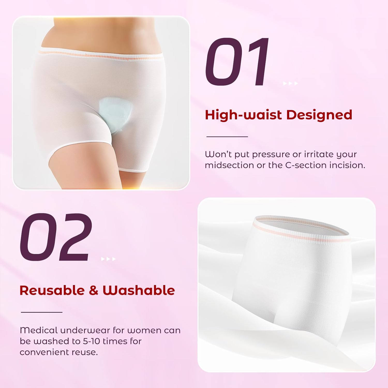 Carer Pack of 8 Disposable Panties for Postpartum Seamless and No Pressure on the Abdomen, High Elasticity and Comfortable, Ideal for Pregnancy Caesarean and Incontinence Size XXL - Image 3