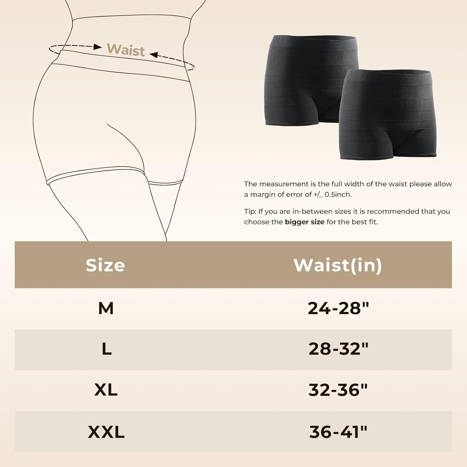 Carer Pack of 4 Disposable Panties Postpartum High Waist Briefs Breathable and Elastic for Pregnancy, Postpartum and Caesarean Section, Black/White, XXL - Image 5
