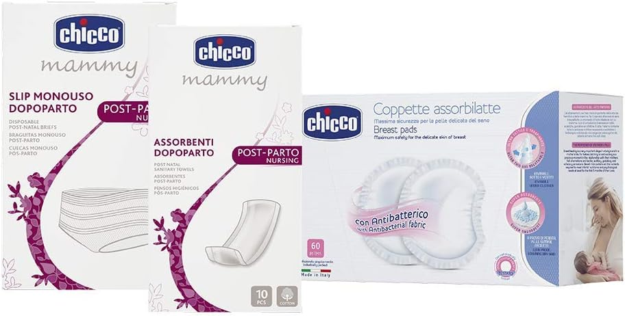 Chicco Mamma Mini Kit, Contains Postpartum Pads, Disposable Slips Antibacterial Absorbent Pads - 650g