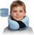 Proglobe, Kids Ergonomic Memory Foam Neck Pillow for Travel Airplane Car Booster Seat Soft Washable Compact with Strap 4-13 Years Old Light Blue